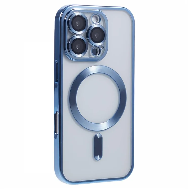 Husa Plating – iPhone 16 Pro Max, cu MagSafe, ElectroEdge | Blue Light, Clear