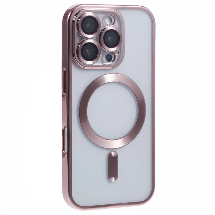 Husa Plating – iPhone 16 Pro Max, cu MagSafe, ElectroEdge | PINK Rose, Clear
