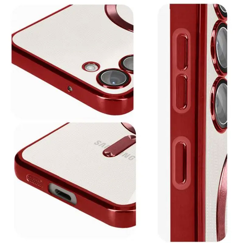 Husa Plating – Samsung S24 FE, cu MagSafe, ElectroEdge, Red / Clear