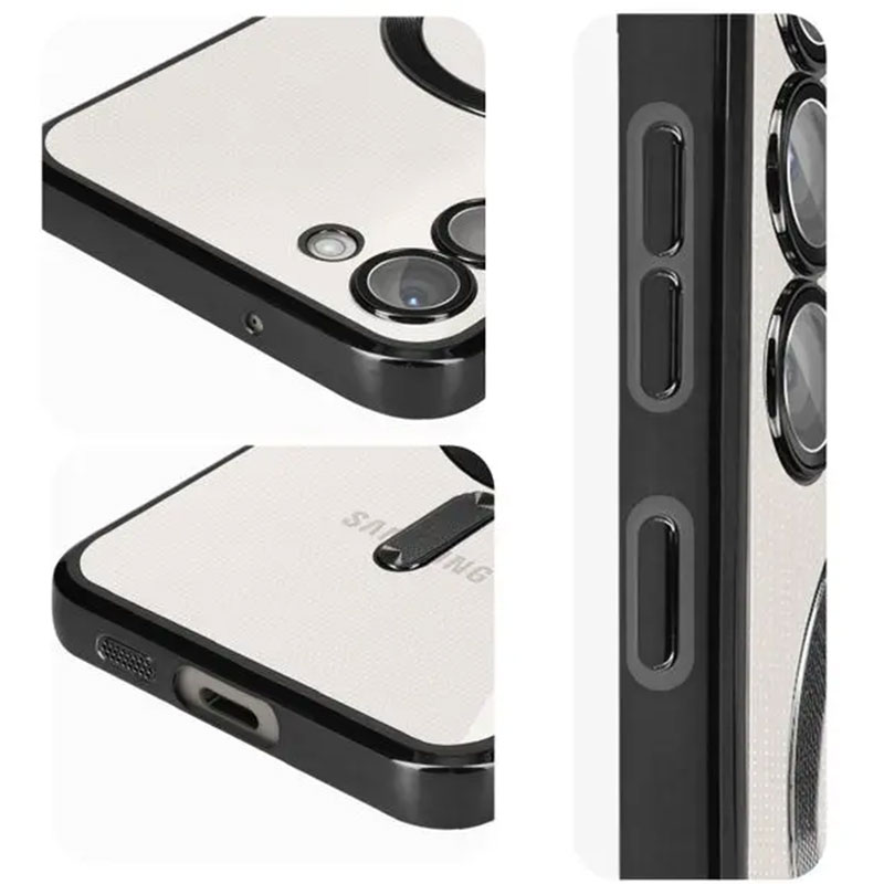 Husa Plating – Samsung A15, cu MagSafe, ElectroEdge, Black / Clear