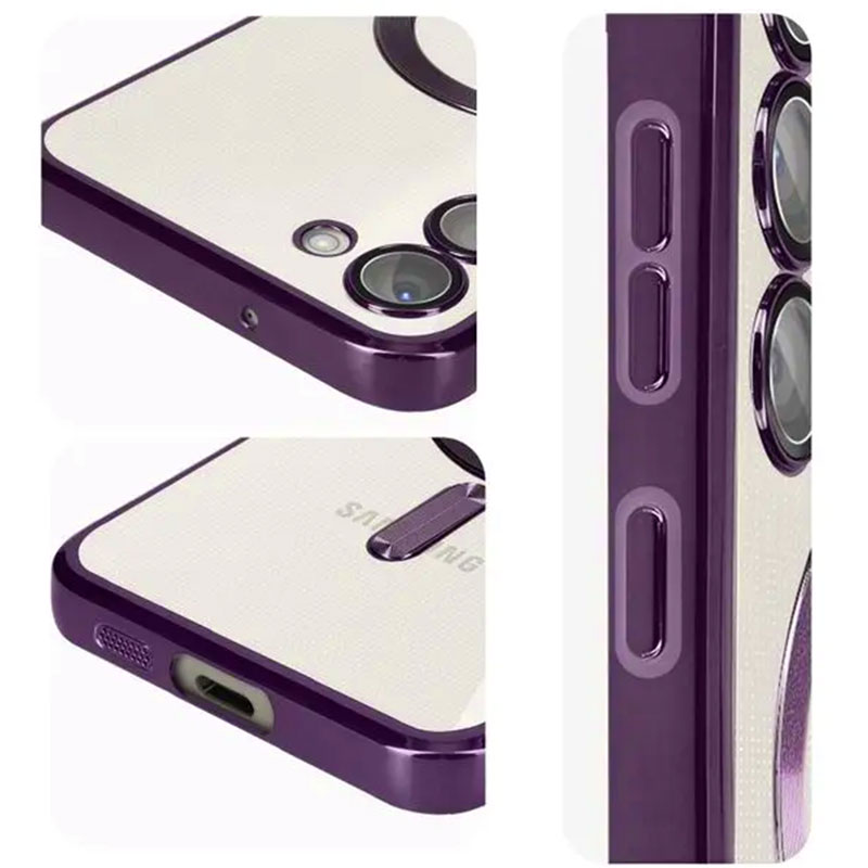 Husa Plating – Samsung A55, cu MagSafe, ElectroEdge, Purple / Clear