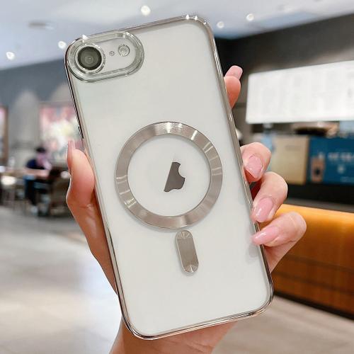 Husa Plating » iPhone 16e, MagCase, TPU Clear, frame Silver