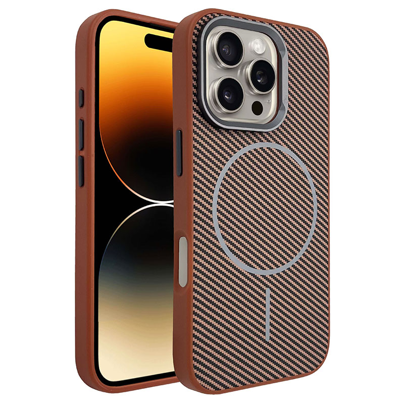 Husa MagFiber » iPhone 16 Pro Max, Carbon MagCase, AntiShock, Brown