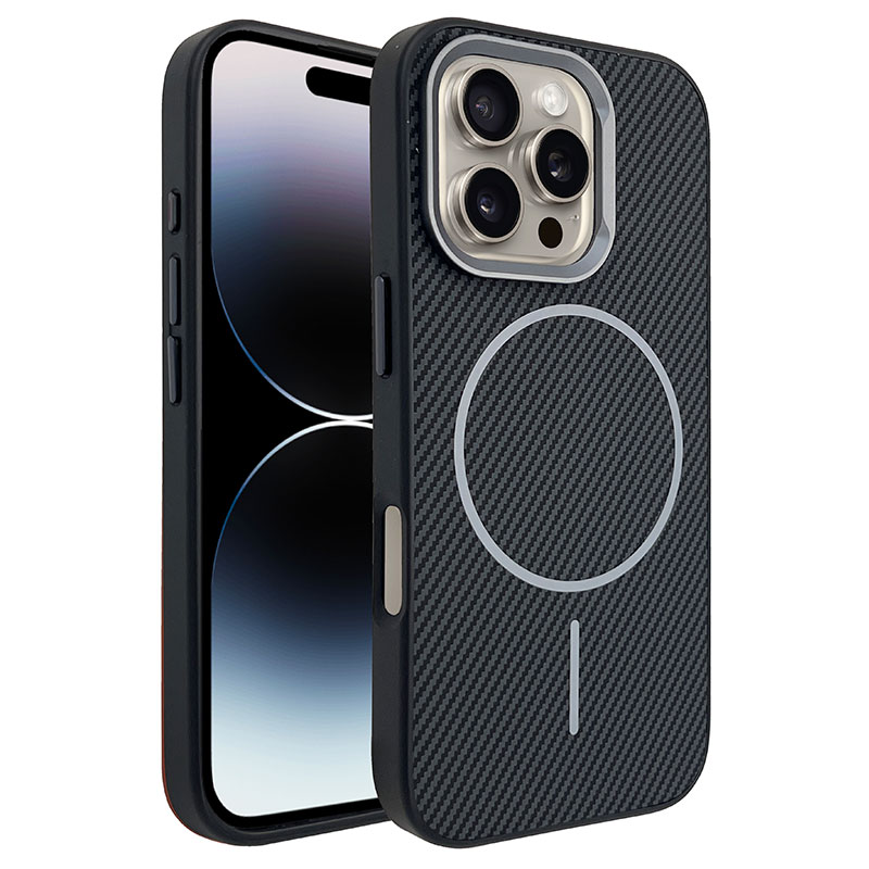 Husa MagFiber » iPhone 16 Plus, Carbon MagCase, AntiShock, Black