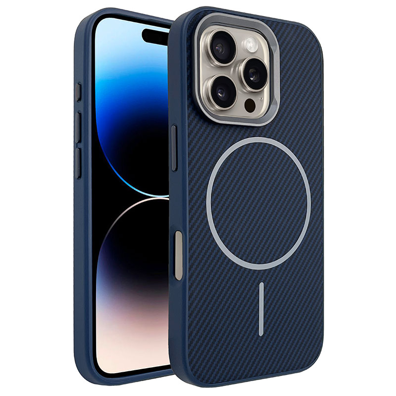 Husa MagFiber » iPhone 16 Plus, Carbon MagCase, AntiShock, Blue