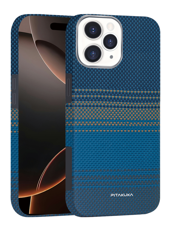 Husa Aramid PTK » iPhone 16, Kevlar Fiber, cu MagSafe, Moonrise BLUE