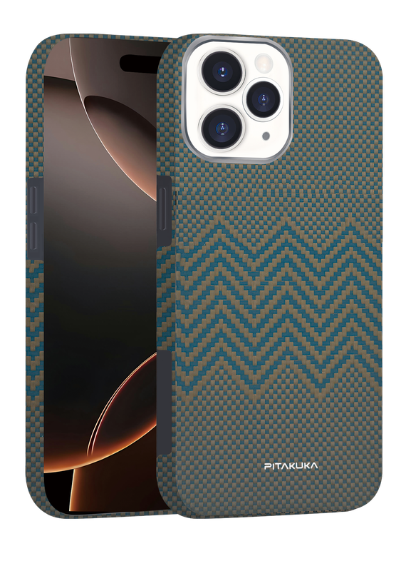 Husa Aramid PTK » iPhone 16 Pro Max, Kevlar Fiber, cu MagSafe, Twill GOLD