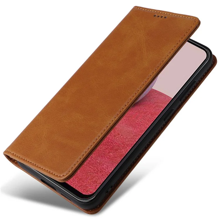 Husa Flip Leather » Oppo Reno13 F, Deluxe, Magnetic Wallet, Brown