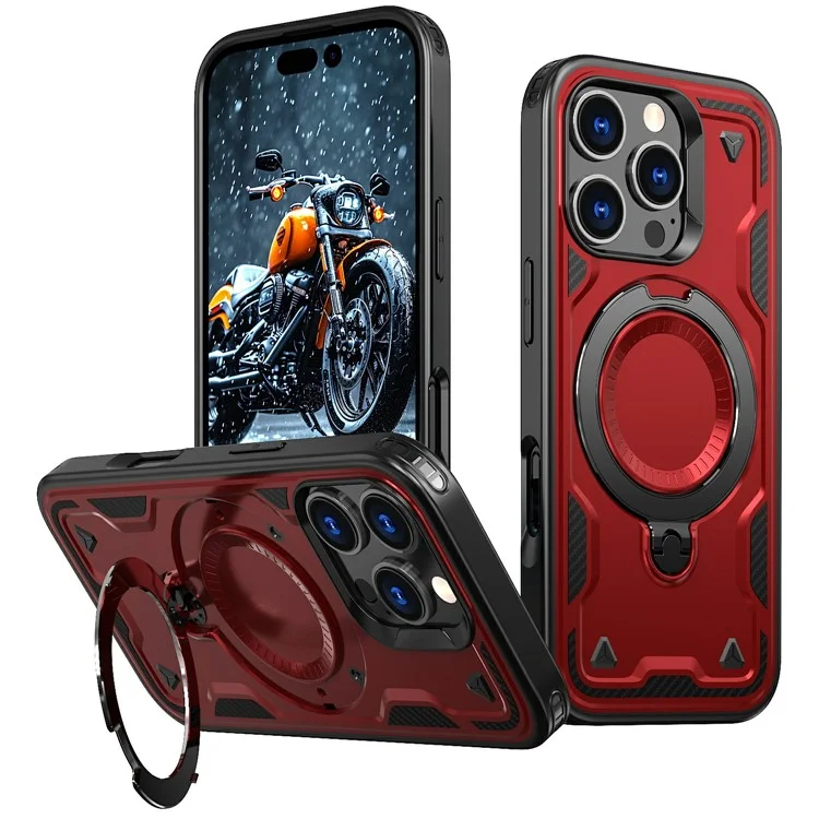 Husa Hybrid Armor » iPhone 16e/14/13, MagRing, MultiAngle, Red