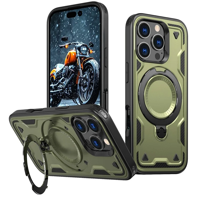 Husa Hybrid Armor » iPhone 15 Pro, MagRing, MultiAngle, Olive