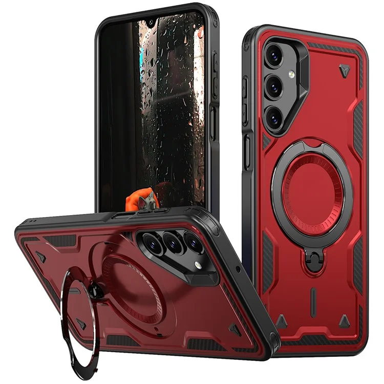 Husa Hybrid Armor » Samsung A55 (A556), MagRing, MultiAngle, Red