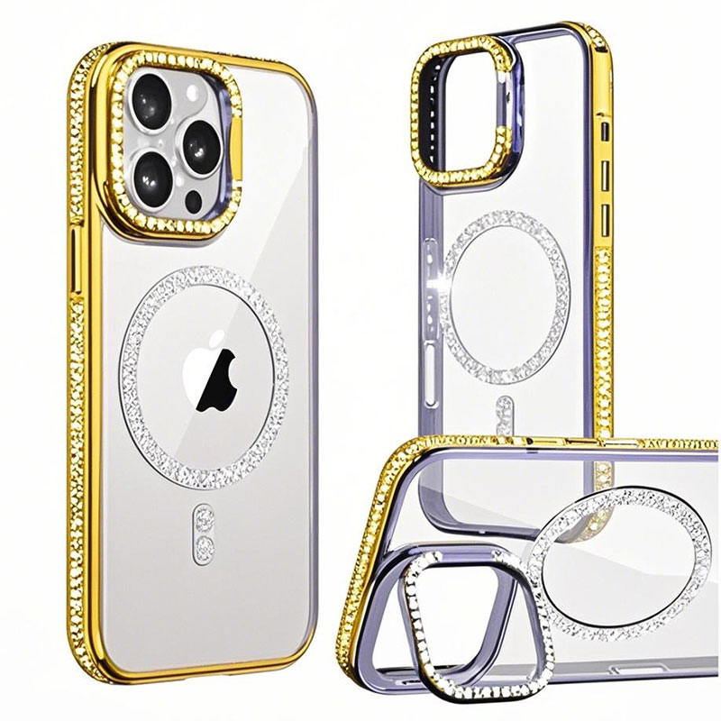 Husa Crystal Plated » iPhone 14, MagCase, CamStand, Gold