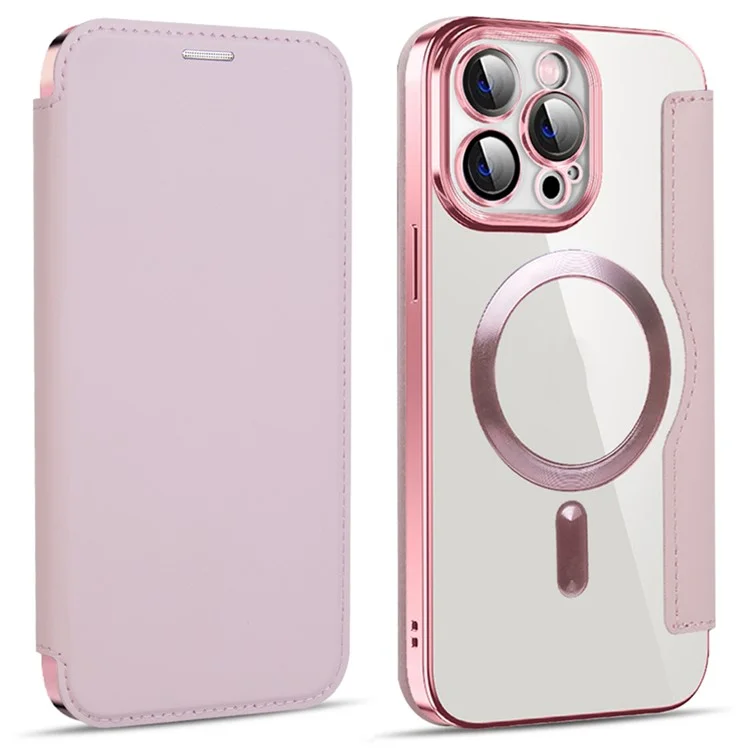 Husa MagFlip » iPhone 13 Pro, Magnet, RFID protect, Leather, Chrome Edge, Pink