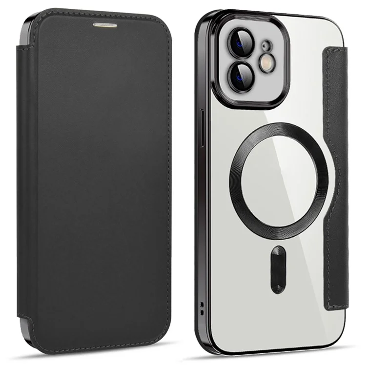 Husa MagFlip » iPhone 12, Magnet, RFID protect, Leather, Chrome Edge, Black