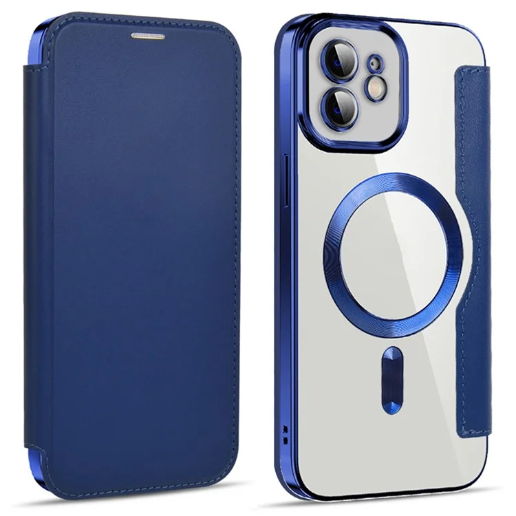 Husa MagFlip » iPhone 12, Magnet, RFID protect, Leather, Chrome Edge, Navy BLUE