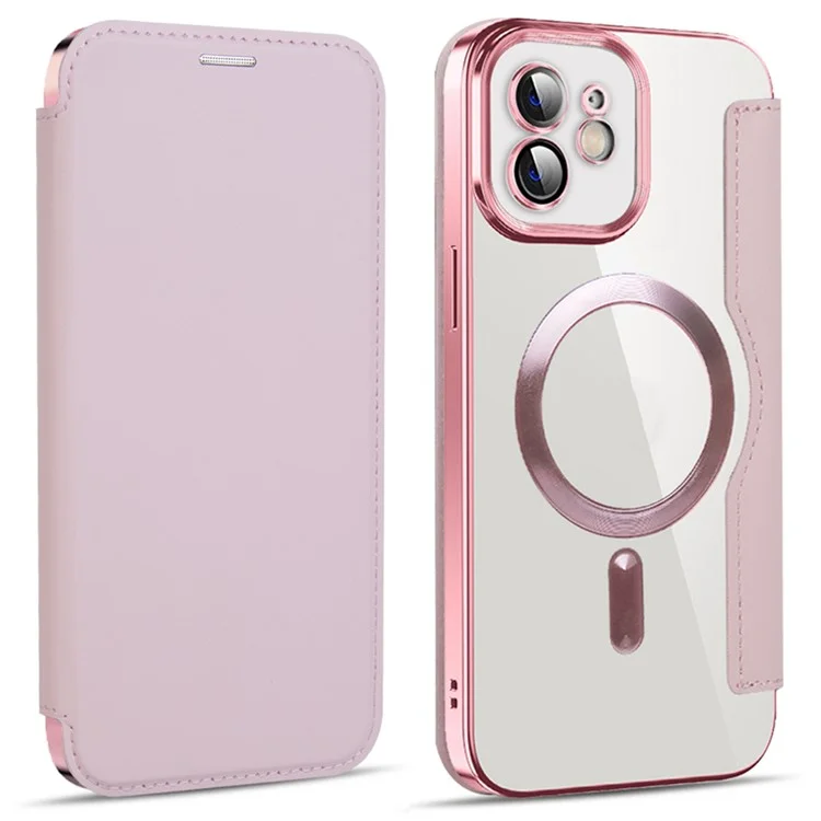 Husa MagFlip » iPhone 12, Magnet, RFID protect, Leather, Chrome Edge, Pink