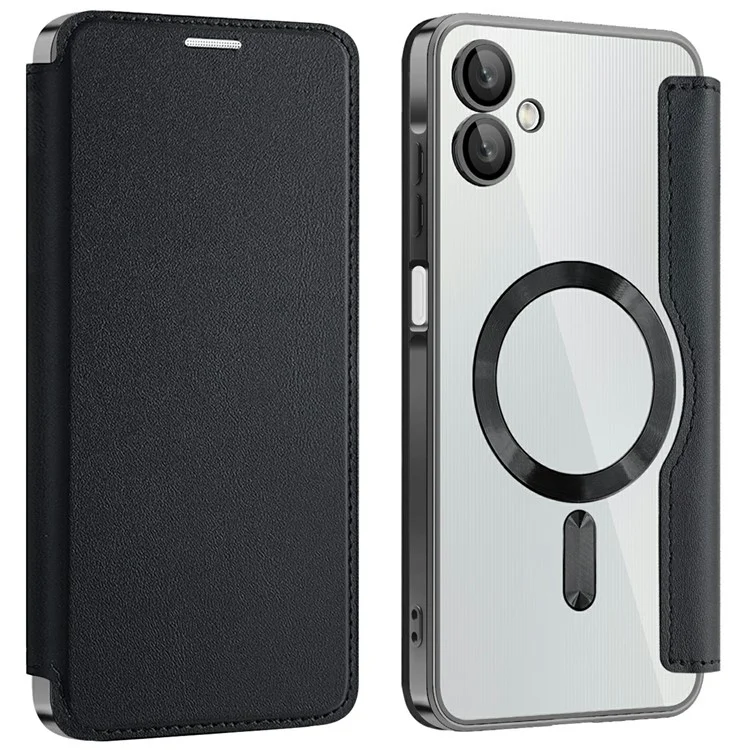 Husa MagFlip » Samsung A06 (A065), Magnet, RFID protect, Leather, Chrome Edge, Black