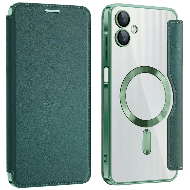 Husa MagFlip » Samsung A06 (A065), Magnet, RFID protect, Leather, Chrome Edge, Green