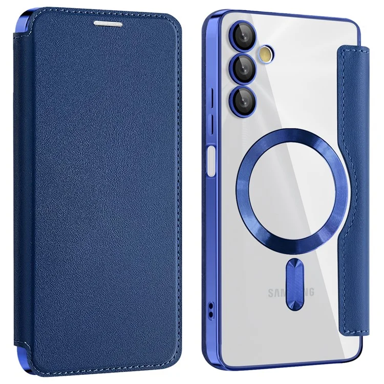 Husa MagFlip » Samsung A05s (A057), Magnet, RFID protect, Leather, Chrome Edge, Navy BLUE