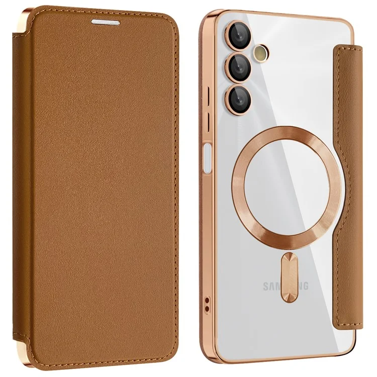 Husa MagFlip » Samsung A05s (A057), Magnet, RFID protect, Leather, Chrome Edge, Gold