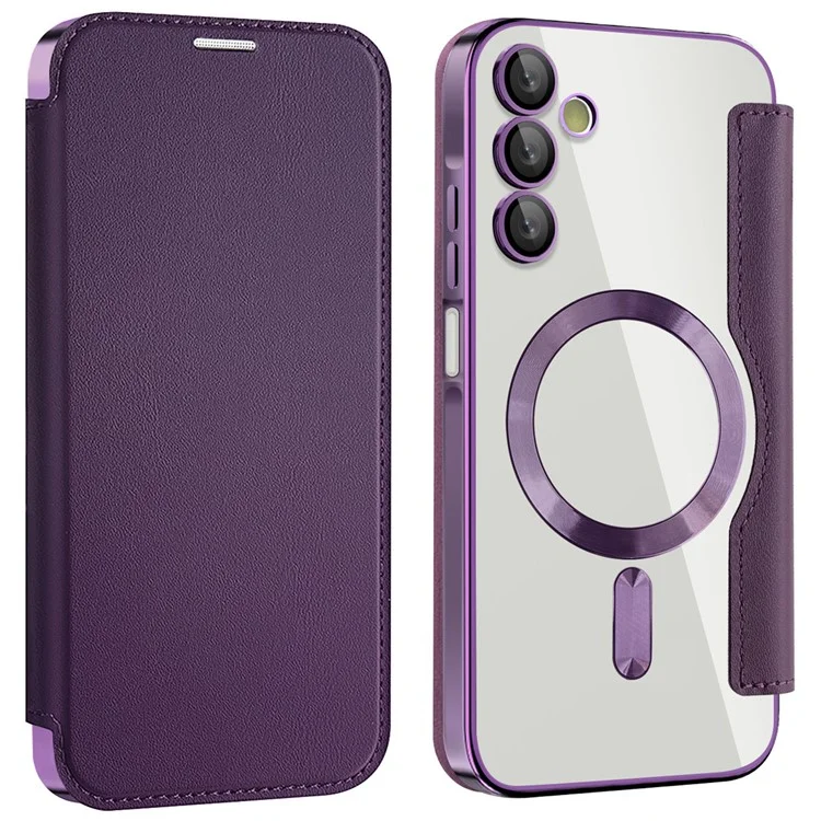 Husa MagFlip » Samsung A15 (A155), Magnet, RFID protect, Leather, Chrome Edge, Purple