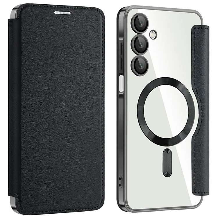 Husa MagFlip » Samsung A25 (A256), Magnet, RFID protect, Leather, Chrome Edge, Black