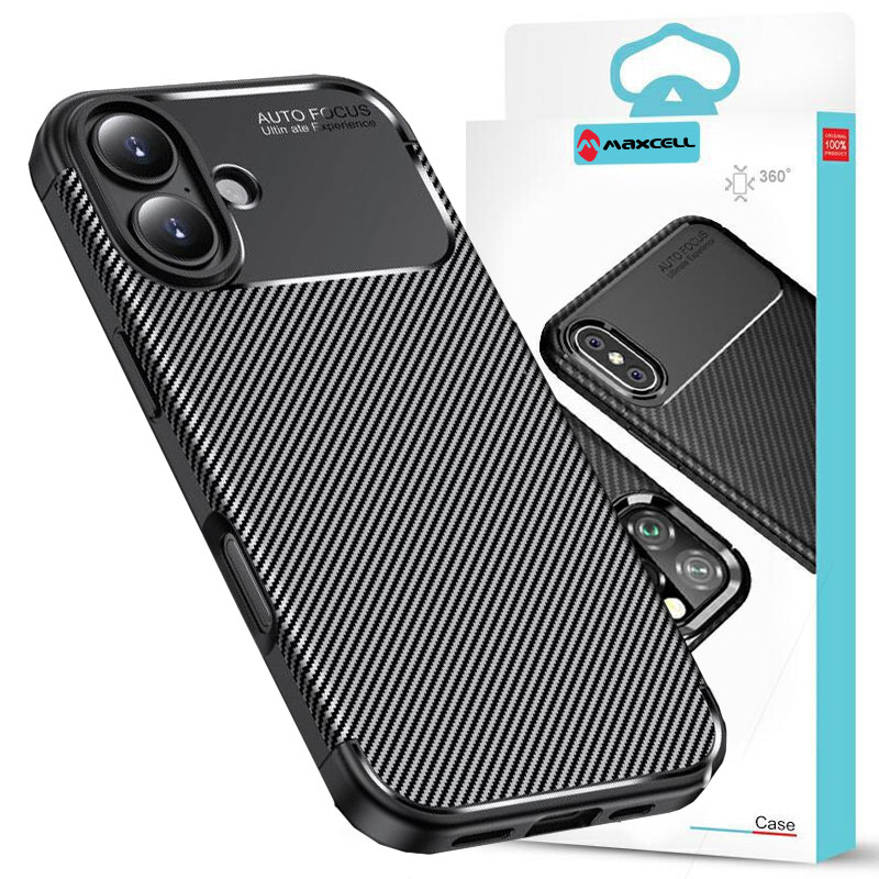 Husa AutoFocus » iPhone 17, Carbon Texture, TPU, BLACK
