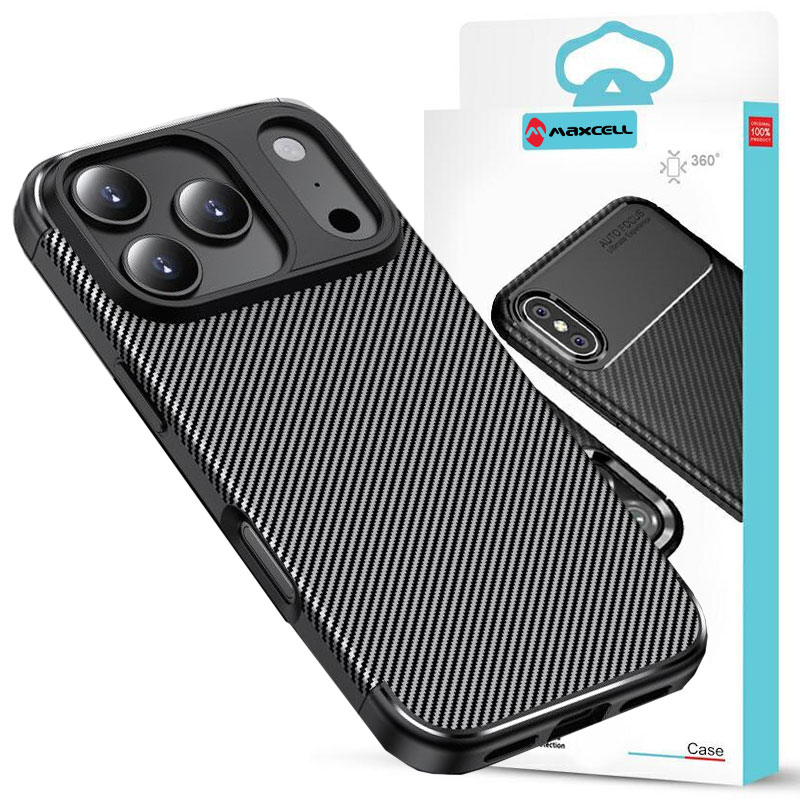 Husa AutoFocus » iPhone 17 Pro Max, Carbon Texture, TPU, BLACK