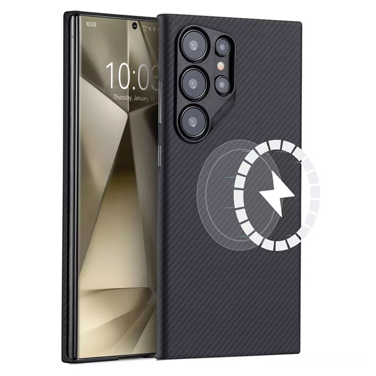 Husa Kevlar » Samsung S25 Ultra, Aramid Fiber, MagSafe UltraThin, Black [M]