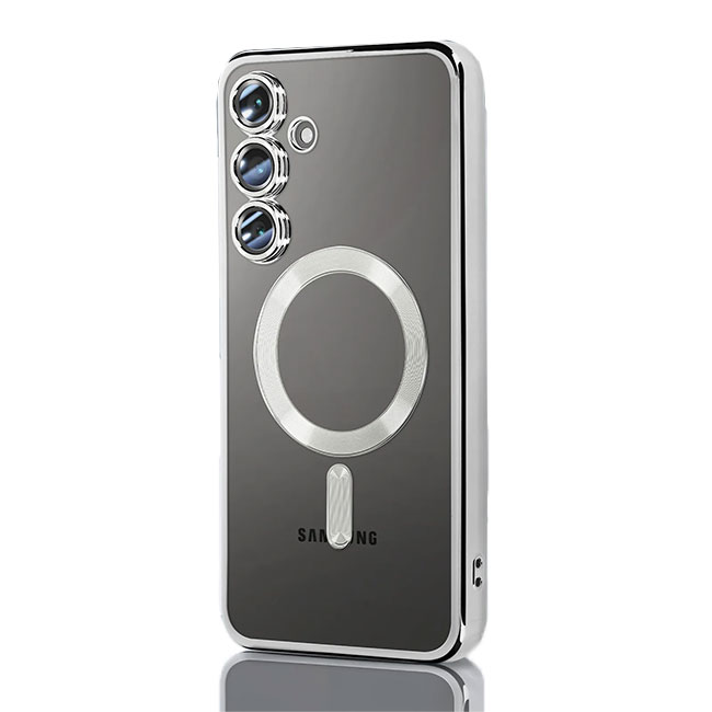 Husa Plating » Samsung A25, MagCase, TPU Clear, frame Silver