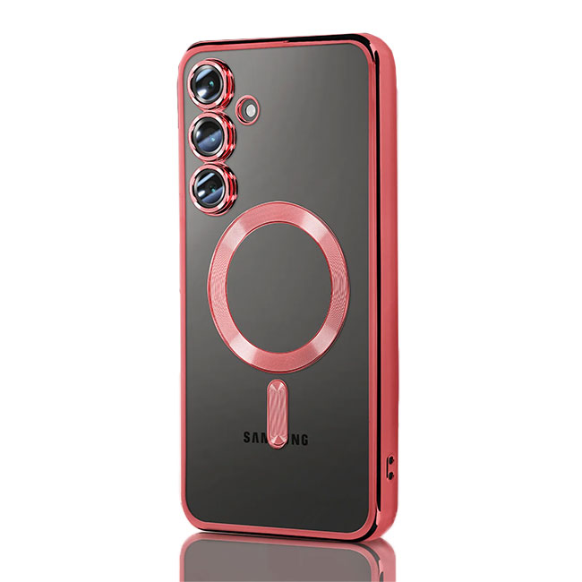 Husa Plating » Samsung S25 Ultra, MagCase, TPU Clear, frame Red