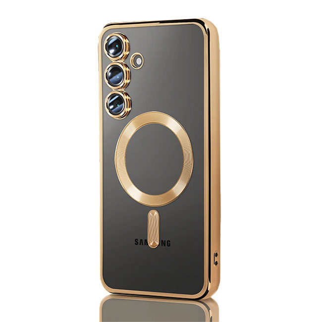 Husa Plating » Samsung S25 Ultra, MagCase, TPU Clear, frame Gold