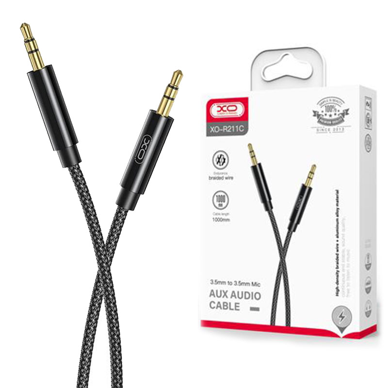 XO (NB-R211C) – Cablu Audio, Jack 3.5mm (M) – la Jack 3.5mm (M) – 1m, Black