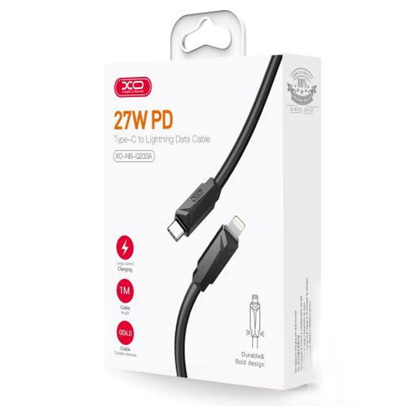 XO (NB-Q233A) – Cablu Date si Incarcare, USB-C la Lightning, PD27W, QC3.0, 1m, Black