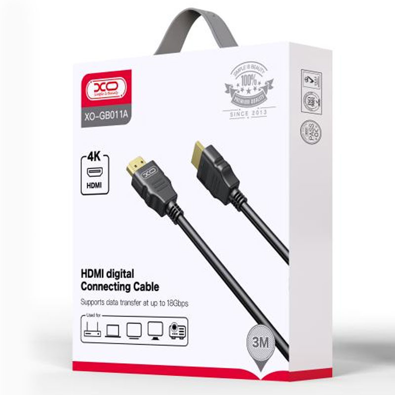 XO (GB011A) – Cablu Audio si Video, HDMI la HDMI, 4K, HD, 3m, Black