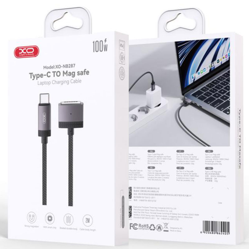 XO (NB287) » Cablu Incarcare, Mag3 la USB-C, 100W, Magnetic, 2m, BLACK