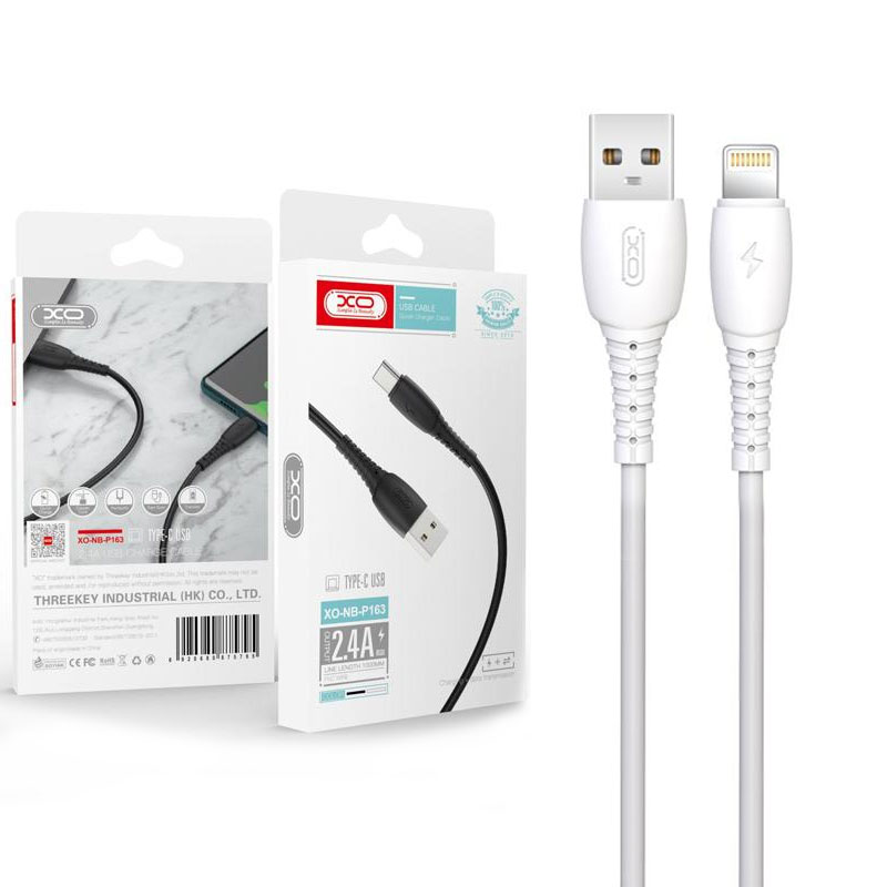 XO (NB-P163) – Cablu Date si Incarcare, USB-A la Lightning, 2.4A, 1m, White