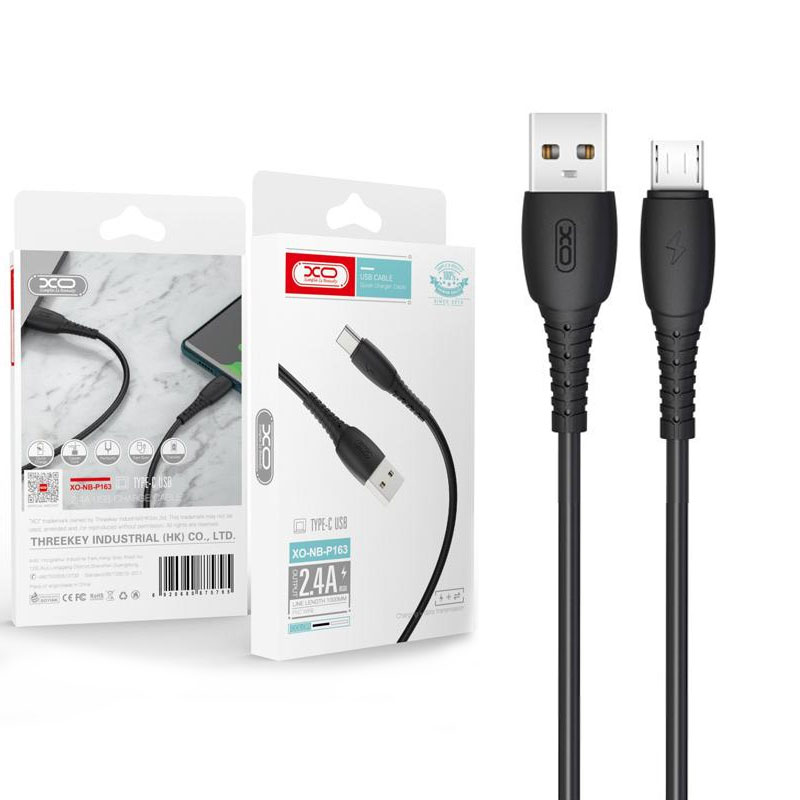 XO (NB-P163) – Cablu Date si Incarcare, USB-A la MicroUSB, 2.4A, 1m, Black