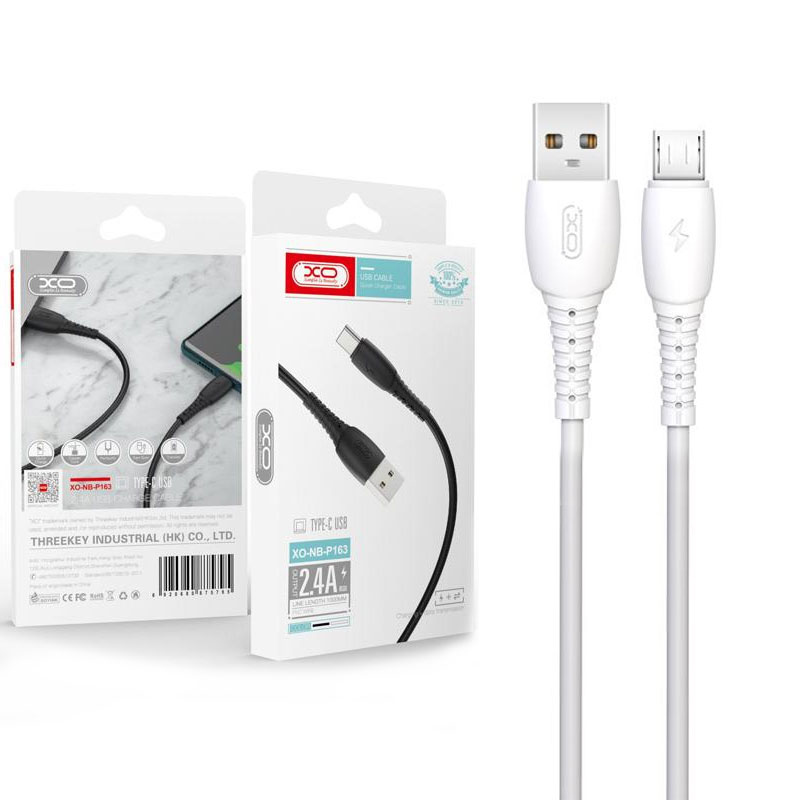 XO (NB-P163) – Cablu Date si Incarcare, USB-A la MicroUSB, 2.4A, 1m, White