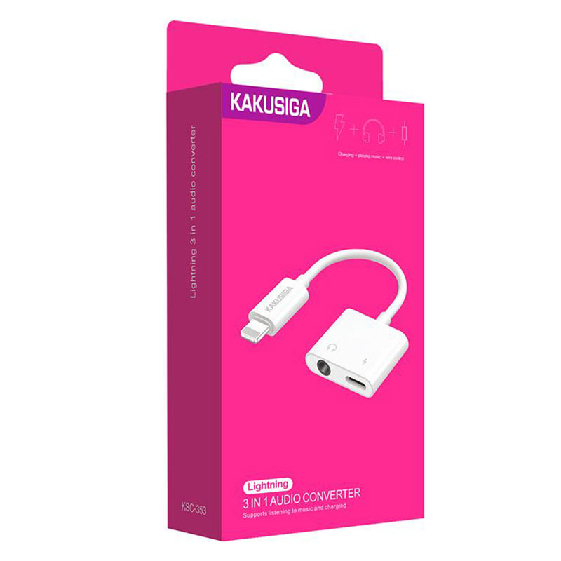 Kaku (KSC-353) – Cablu Audio / Incarcare, Lightning la Jack 3.5mm (F) – 12cm, White