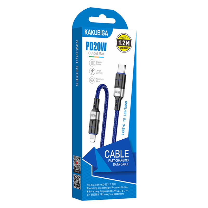 Kaku (KSC-696) – Cablu Date si Incarcare, USB-C la Lightning, PD20W, QC3.0, 1.2m | Blue