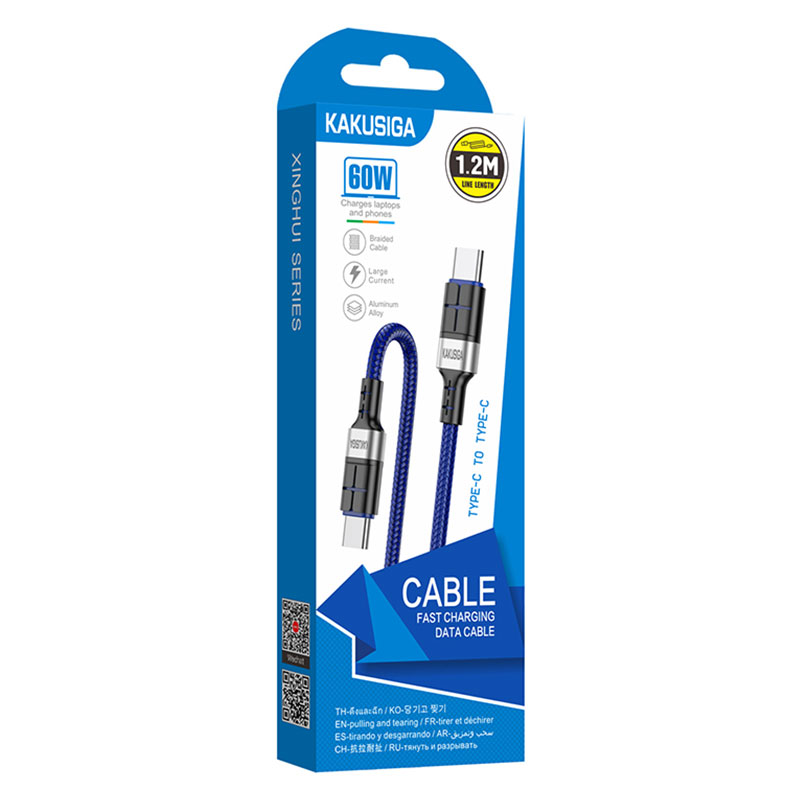 Kaku (KSC-696) – Cablu Date si Incarcare, USB-C, PD60W, QC3.0, 1.2m | Blue