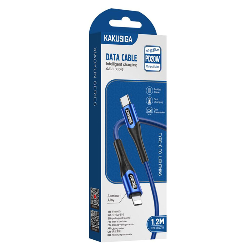 Kaku (KSC-724) – Cablu Date si Incarcare, USB-C la Lightning, PD20W, QC3.0, 3A, 1.2m | Blue