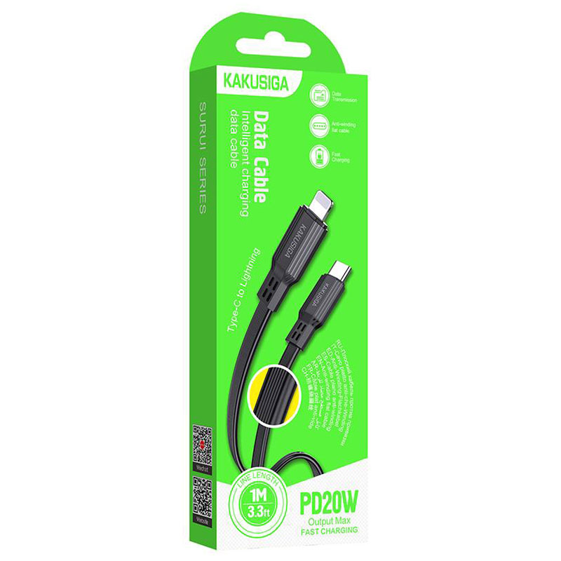 Kaku (KSC-808) – Cablu Date si Incarcare, USB-C la Lightning, PD20W, QC3.0, 1m, Black