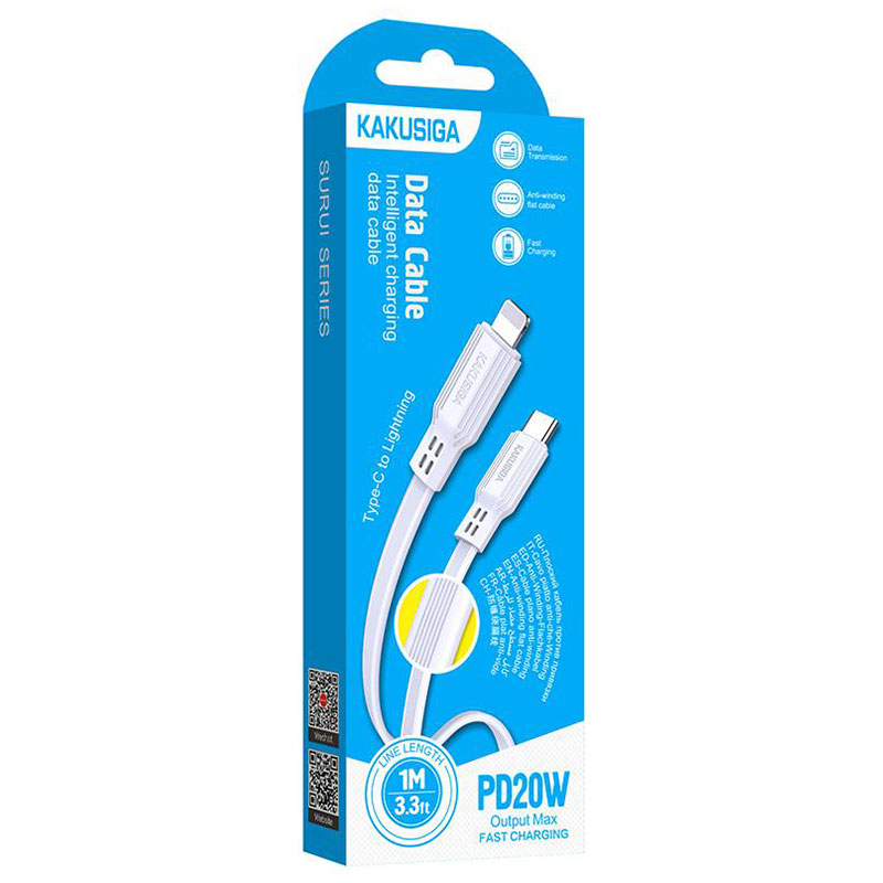 Kaku (KSC-808) – Cablu Date si Incarcare, USB-C la Lightning, PD20W, QC3.0, 1m, White