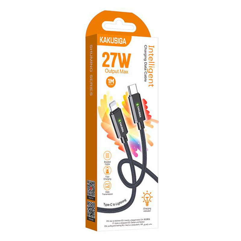 Kaku (KSC-967) – Cablu Date si Incarcare, USB-C la Lightning, PD27W, QC3.0, 1m, Black