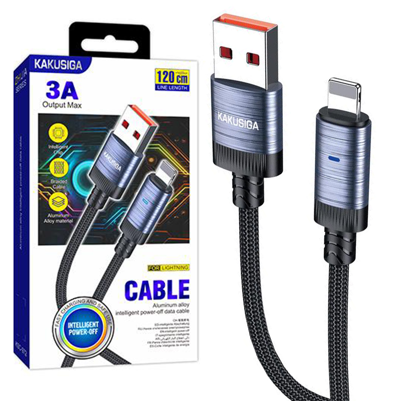 Kaku (KSC-972) – Cablu Date si Incarcare, USB-C la Lightning, PD27W, QC3.0, Smart On-Off, Braided, 1m, Black