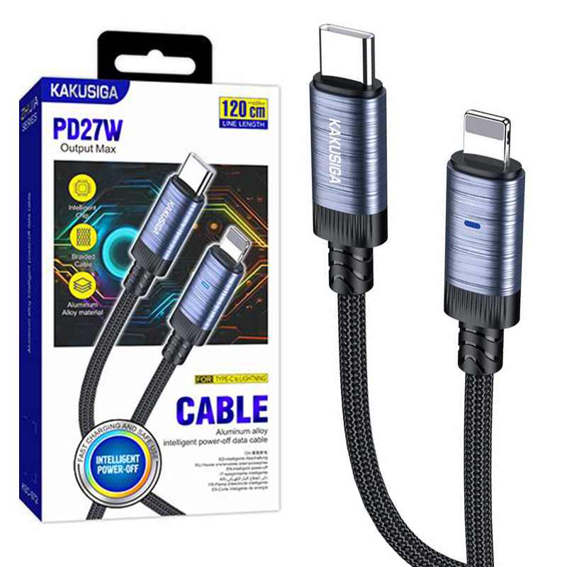 Kaku (KSC-972) – Cablu Date si Incarcare, USB-A la Lightning, 3A, Smart On-Off, Braided, 1m, Black