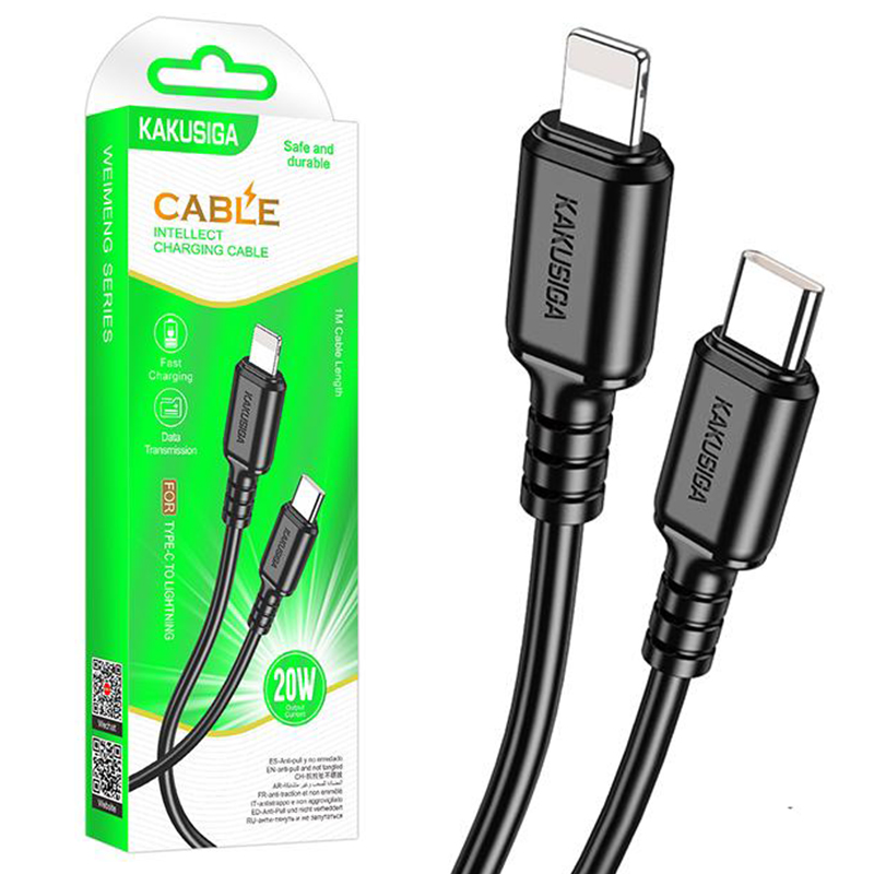 Kaku (KSC-982) – Cablu Date si Incarcare, USB-C la Lightning, PD20W, QC3.0, 1m, Black