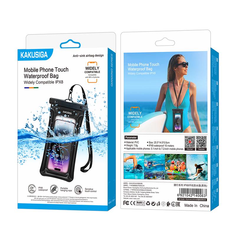 Kaku (KSC-1521) – Husa telefon, Subacvatica, WaterProof IPX8, Universal, Black